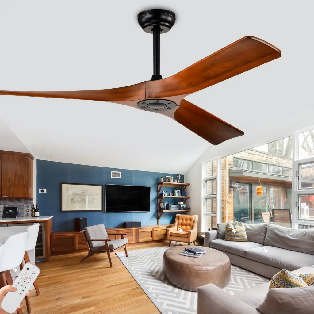 52 Inch Ceiling Fan Remote Control Modern Reversible DC Motor No Lights hengermei