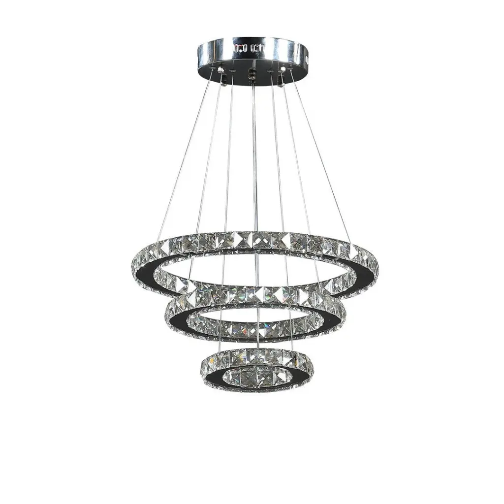 11.8 to 47.2 Inch Adjustable Height Alva Large Triple Hoop Modern Crystal Chandelier california home