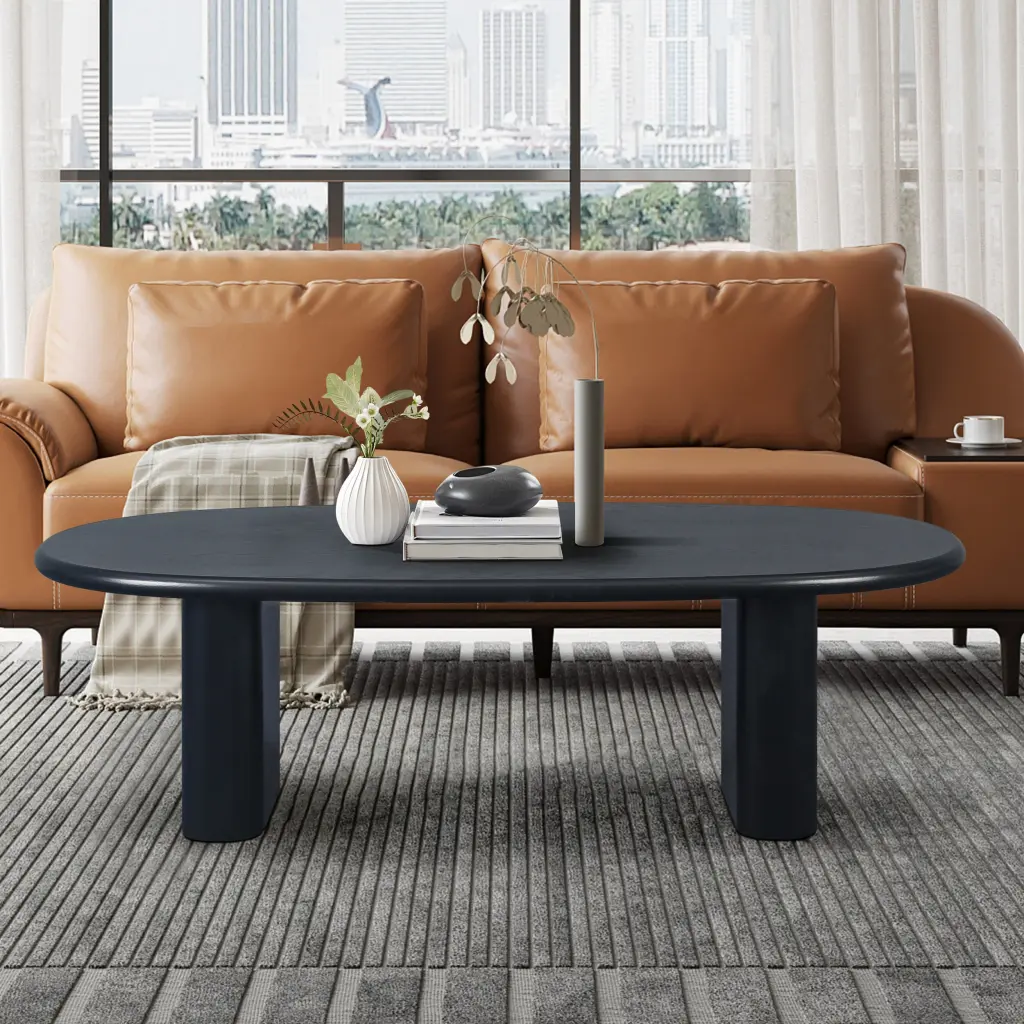 51 Inch Tapered Tabletop Coffee Table Black Antique Living Room Furniture rnb