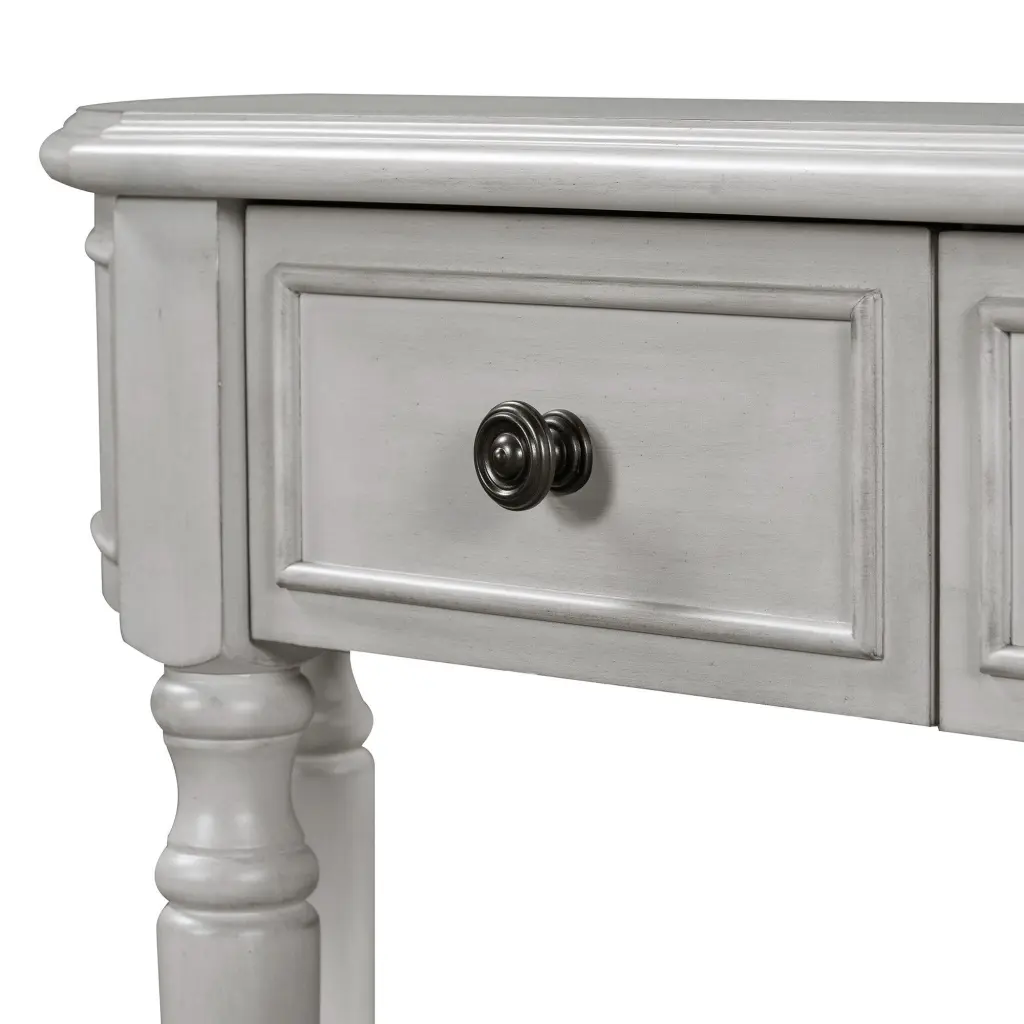Retro Circular Curved Design Console Table Open Style Shelf Solid Wood rnb