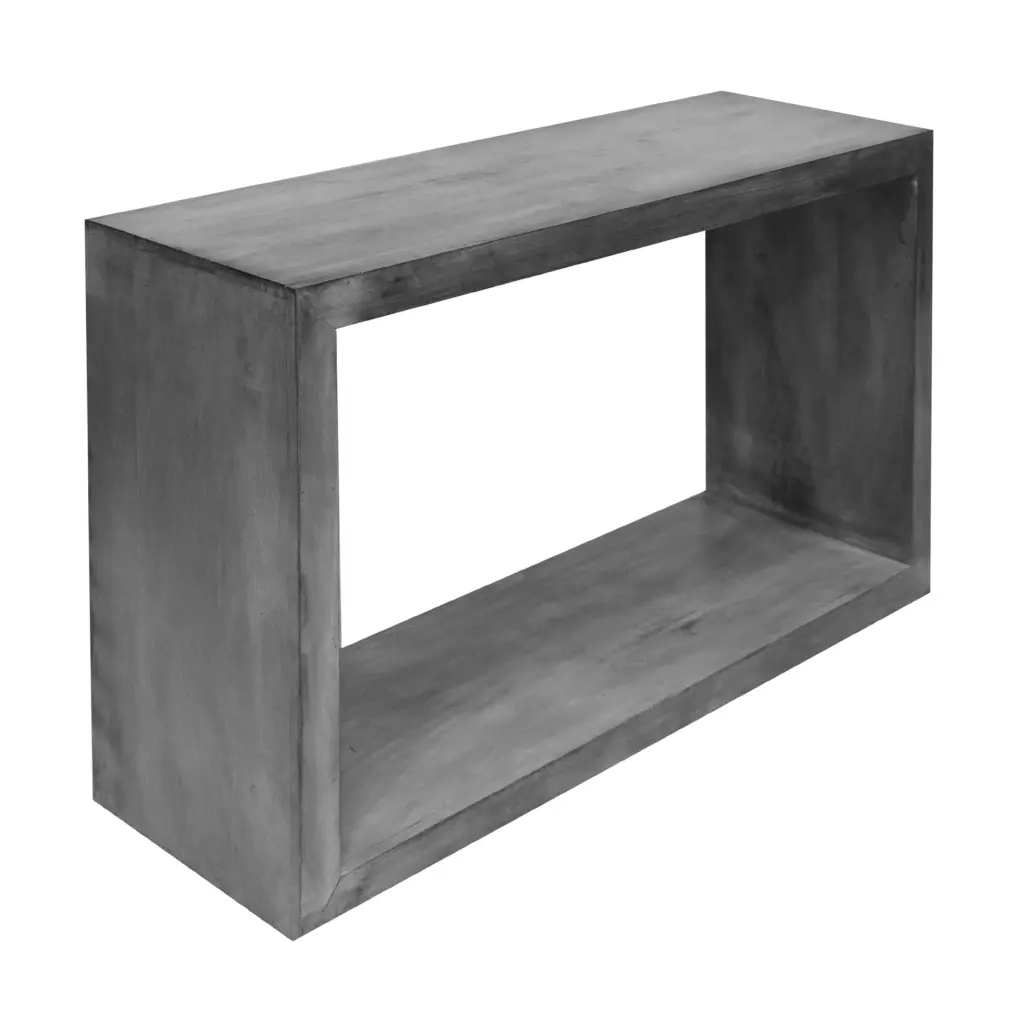 52 Inch Charcoal Gray Cube Influence Wooden Console Table Open Shelf royal hampton