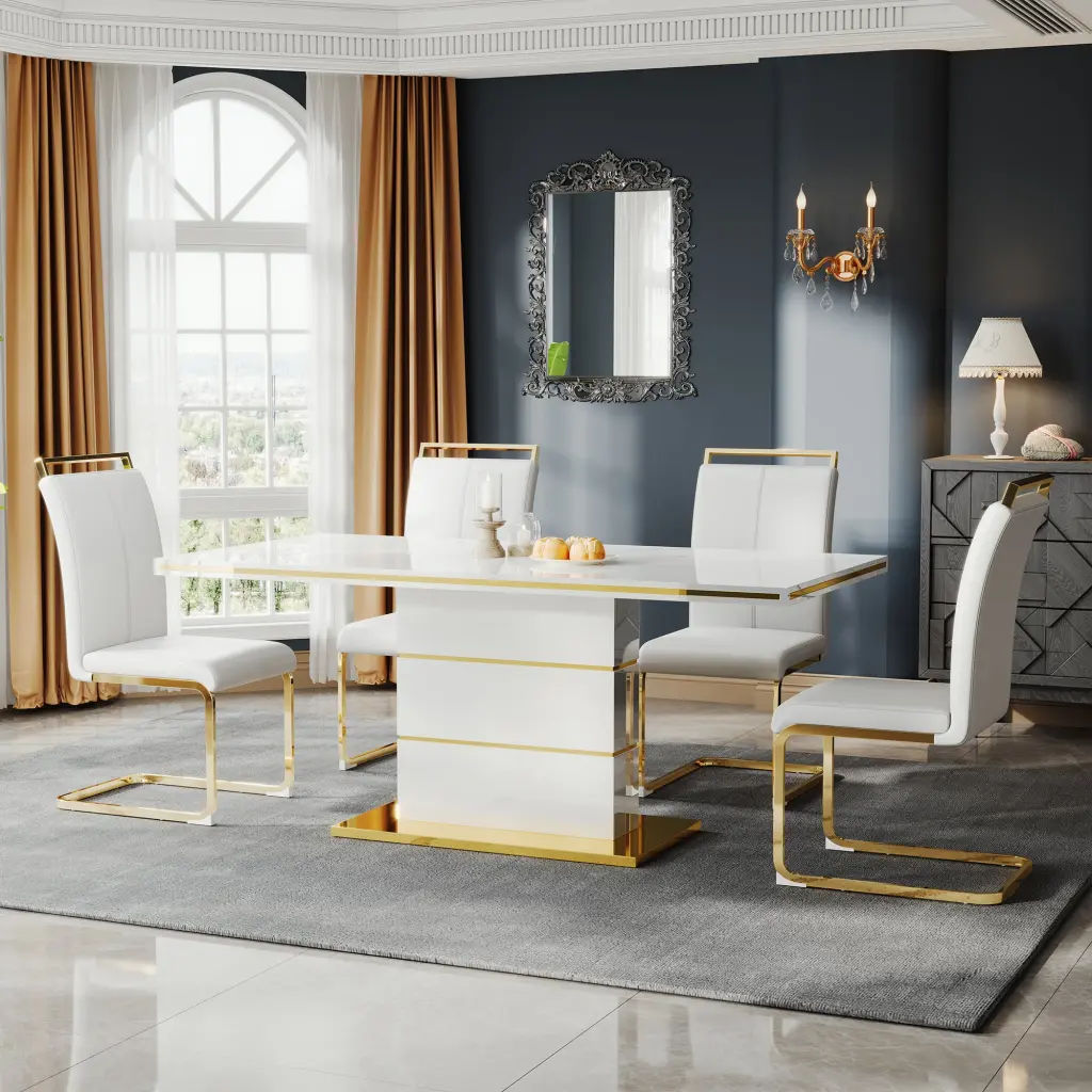 MDF Dining Table Stainless Steel Sleek Gold Plated Bar w1311 artisan furniture