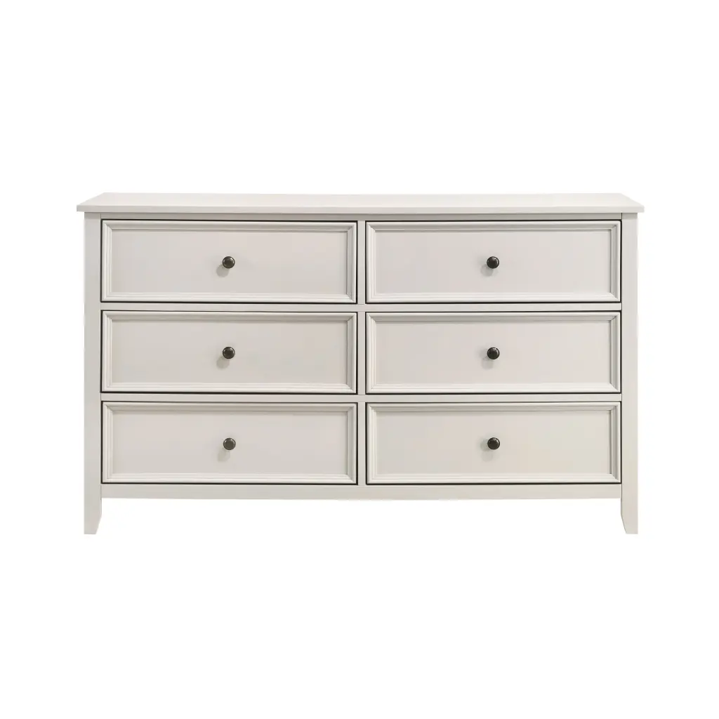 Timeless White Finish Bedroom Dresser 6 Drawers Storage Modern Furniture kanepe