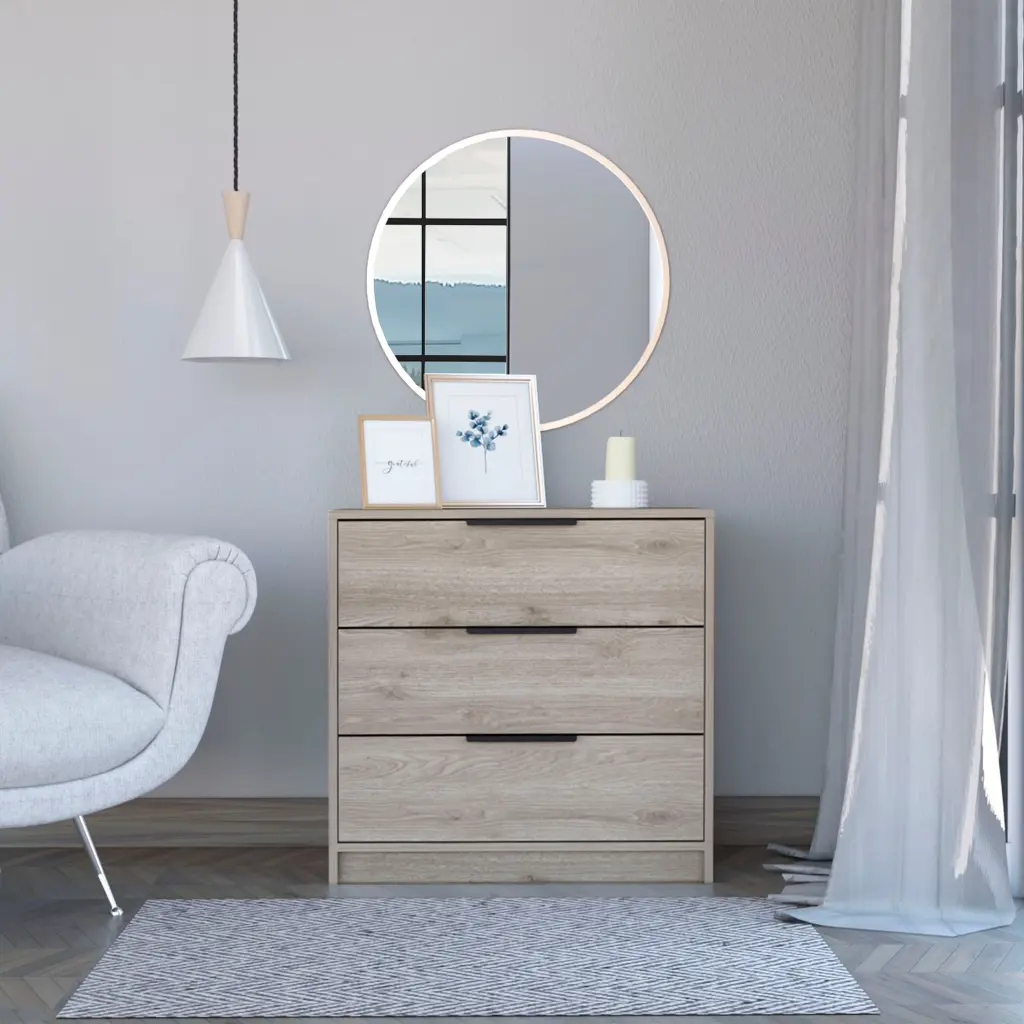 Kaia 3 Drawer Dresser High Quality Light Gray Modern Bedroom Furniture rta mubles colombia