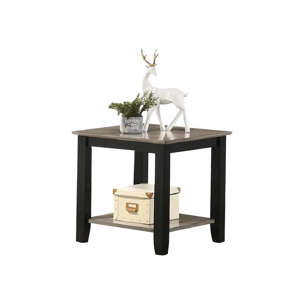 End Table Open Shelf Dark Brown and Grey Modern Living Room Furniture simple relax