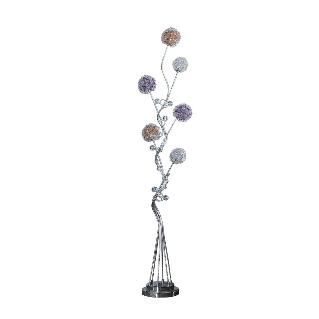 58.5 Inch 6 Aluminum LED Zeus Metal Floor Lamp Silver Modern Light california home