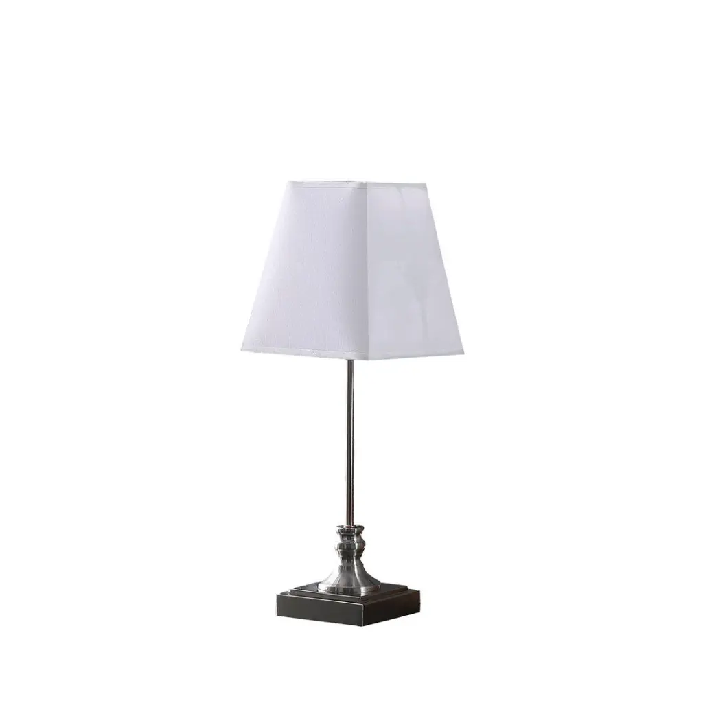 18.75 Inch Leil Mid Century Square Brush Silver Table Lamp Silver Metal california home