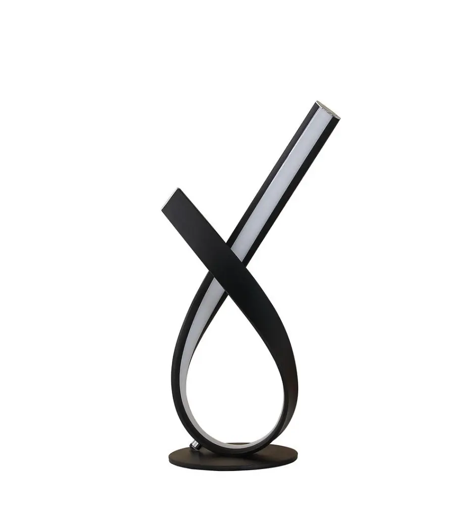 17 Inch Abstract Upright Ribbon Bow LED Black Metal Table Lamp california home