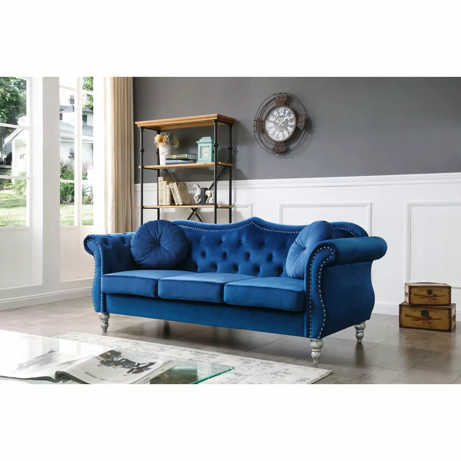 Homestock Zen Zone Sofa Navy Blue - Minimalist Comfortable Living Room Furniture