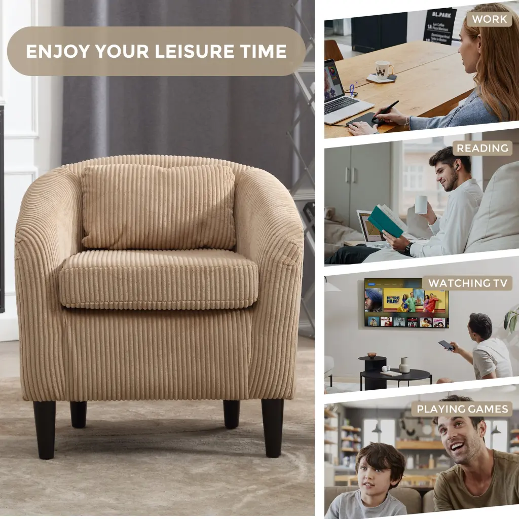 Coolmore Living Room Accent Barrel Chair Century Modern Style Decor w1539 coolmore
