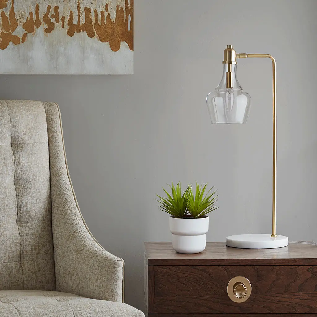 Auburn 24 Inch H Table Lamp Marble Base Gold Cotton jla