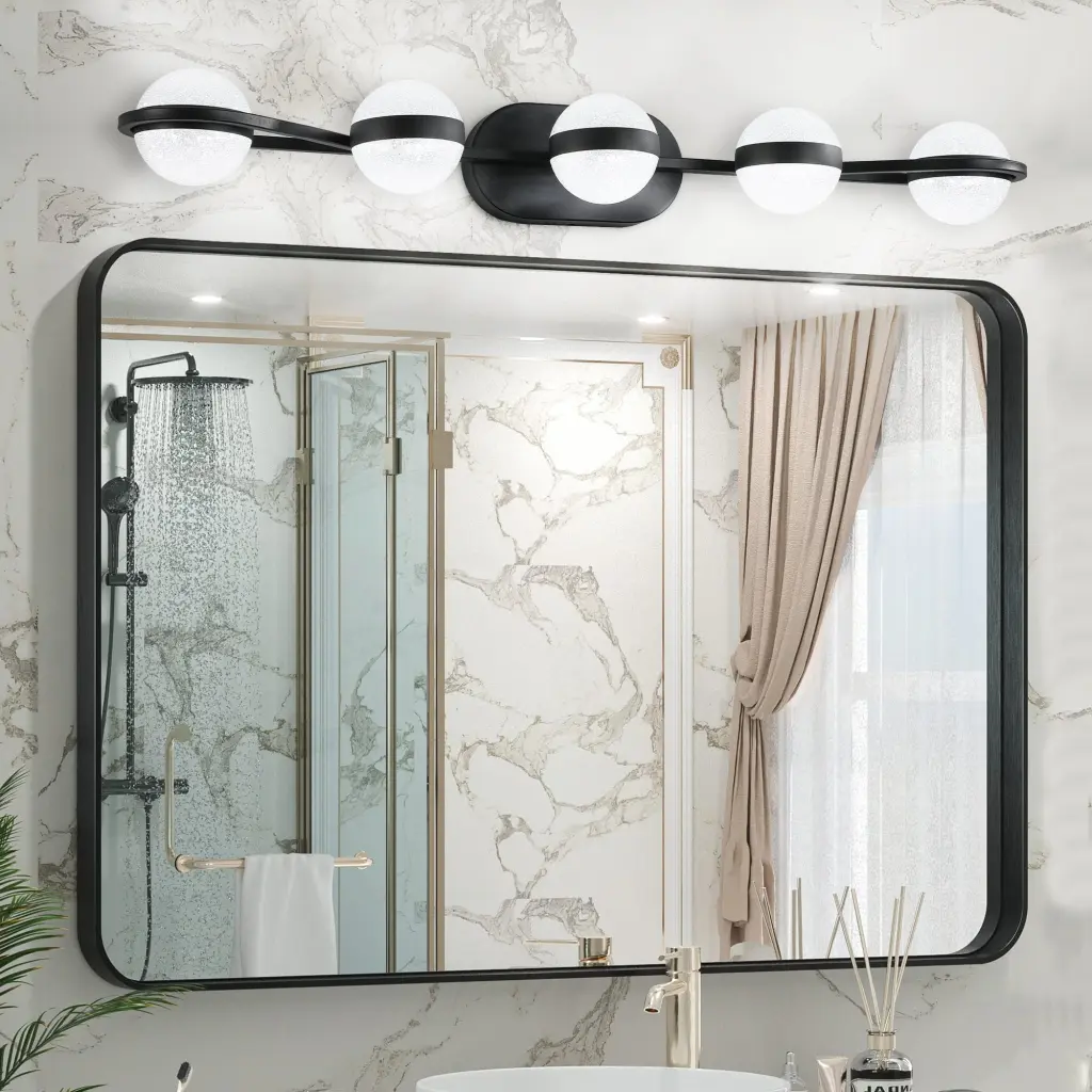 Modern Minimalist Bathroom Vanity Light LED 5 Bulb Frosted Glass Shade lighting commune