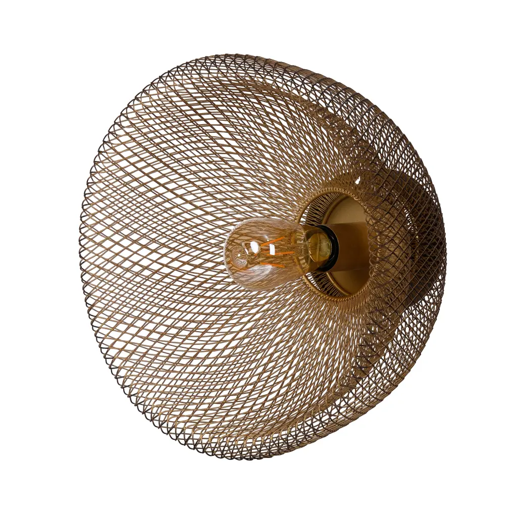 14 Inch Round Wall Mounted Lamp Iron Mesh and Gold Finish - Modern Lighting Fixture royal hampton