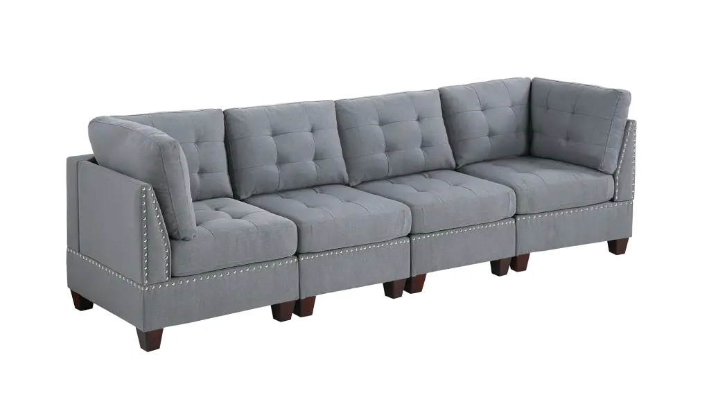 Modular Set 4Pc Gray Fabric Living Room Furniture poundex