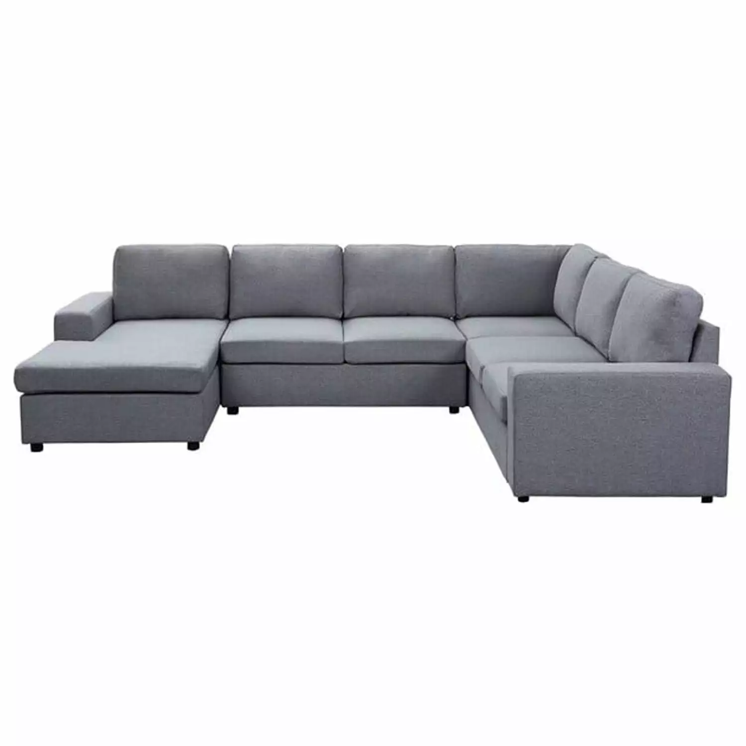 Blissful Nights Gray Linen 6-Seat Reversible Modular Sectional Sofa Chaise - Contemporary Living Room Furniture