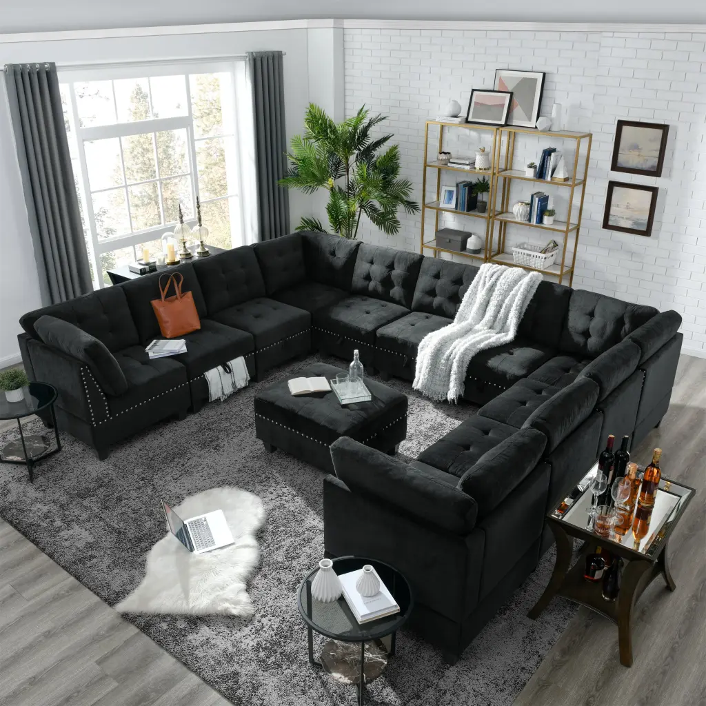 U Influence Modular Sectional Sofa DIY Combination 7 Piece Living Room Set chuangyuan smart home