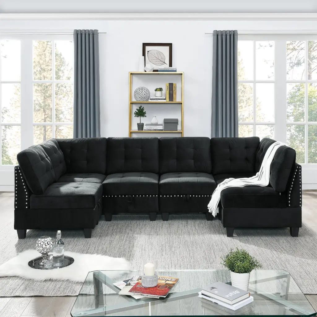 U Shape Modular Sectional Sofa DIY Combination Incorporates Four Single Chairs chuangyuan smart home
