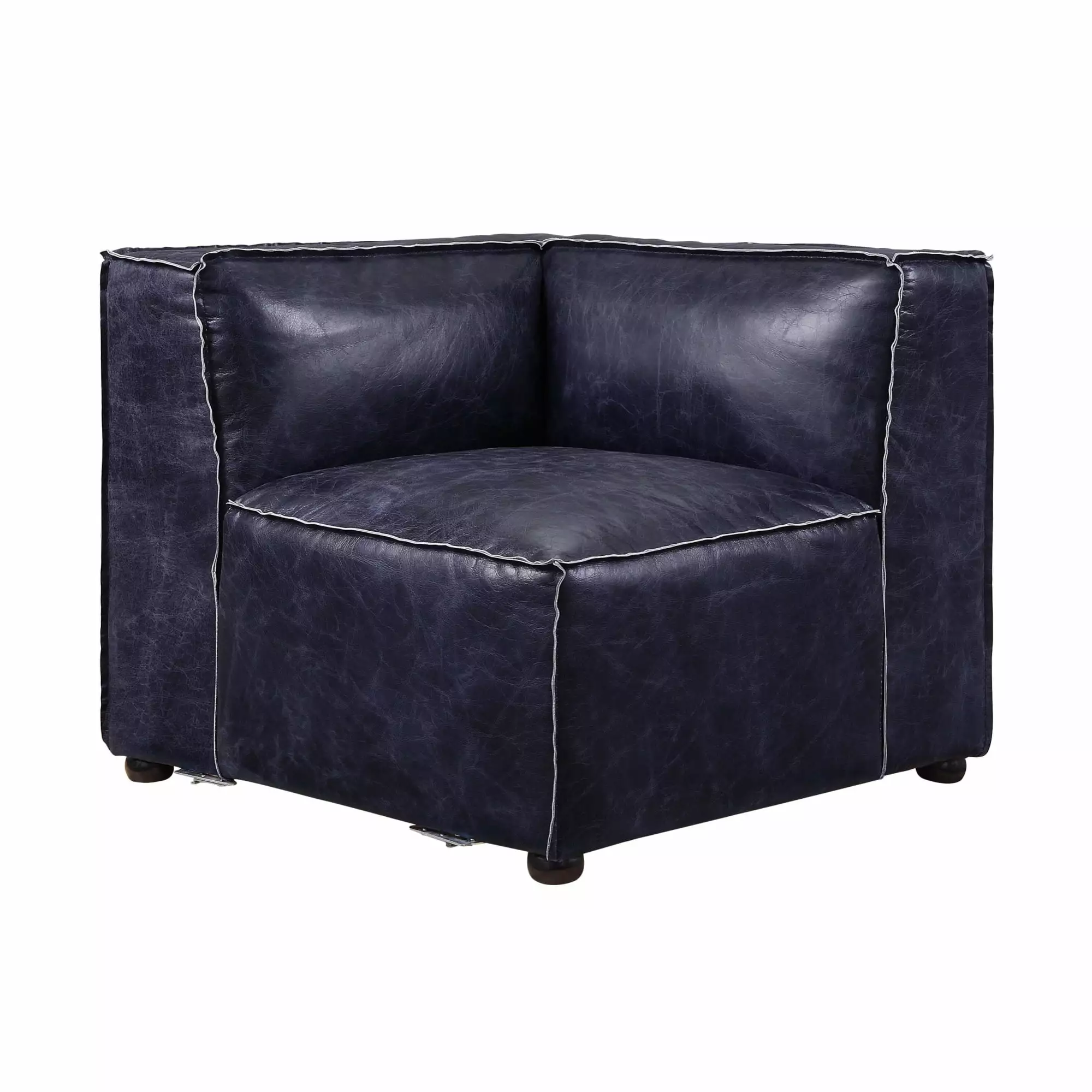 Ergode Modular Wedge Sofa Vintage Blue Top Grain Leather - Contemporary Sectional Piece