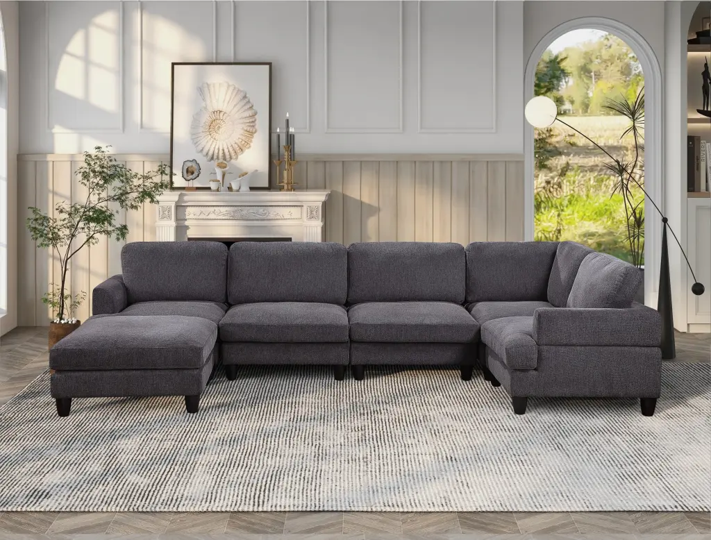 Modular Sofa Sectional Couch U Influenced Sofa Ottoman 6 Seat fullbarn e-commerce