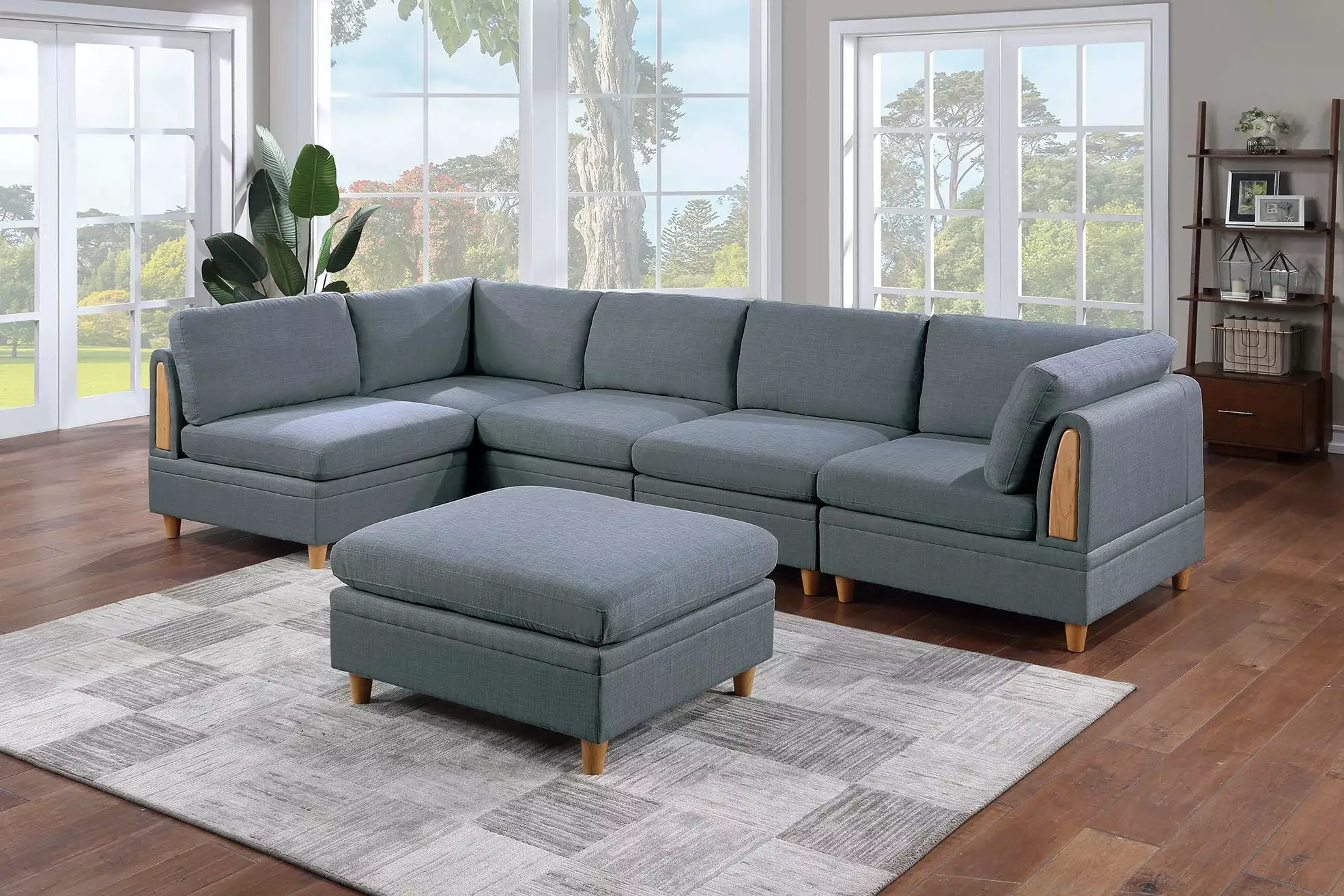 Felix 6pc Modular Sectional Sofa Set Steel Gray - Contemporary Living Room Furniture Go Green Woods