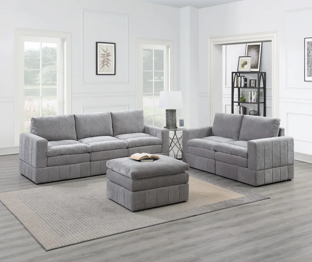 Contemporary 6 Piece Modular Sectional Set 4 Arm Chairs And Wedge kanepe