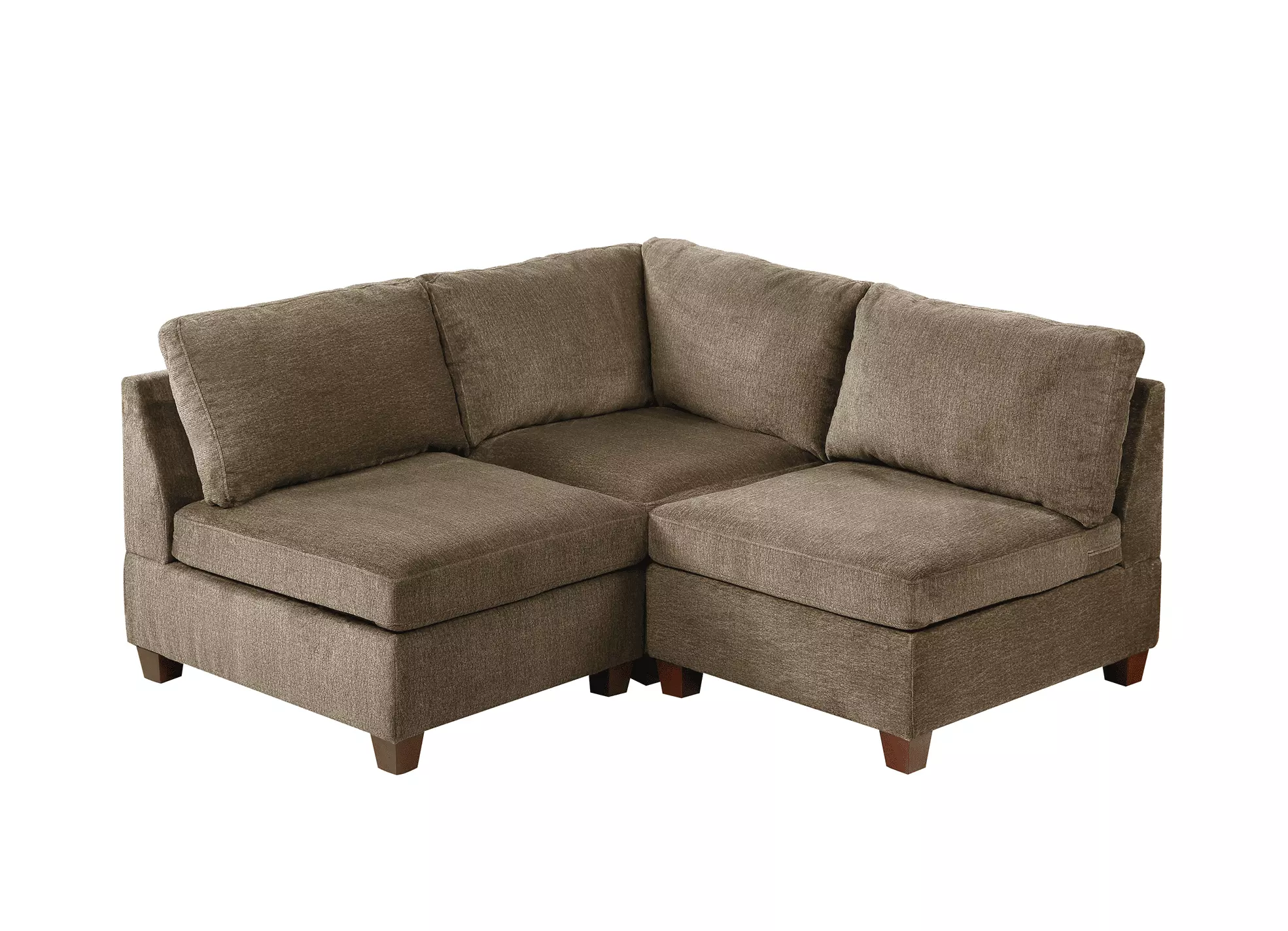 DeeHome Modular 3-Piece Sectional Sofa Set Tan Chenille Fabric Living Room