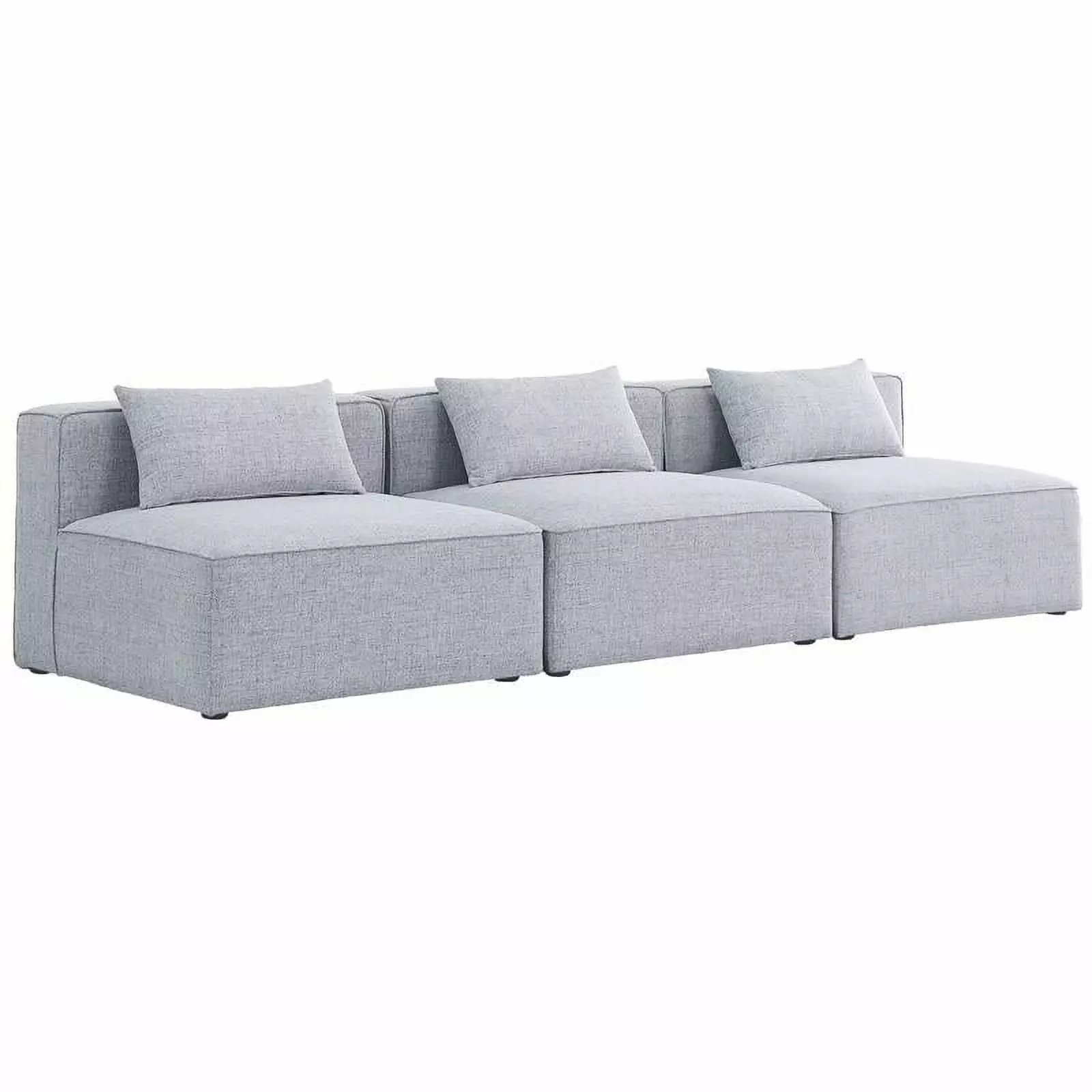 Meridian Furniture Cube Grey Durable Linen Modular Sofa - Sectional Couch