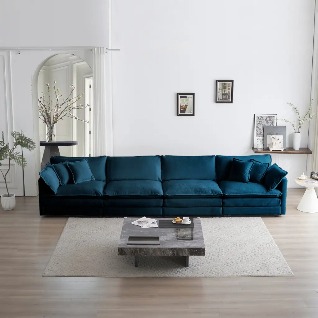 Free Combination Modular Sofa 4 Seater Comfy Chenille Fabric Living Room Sofa ui furniture
