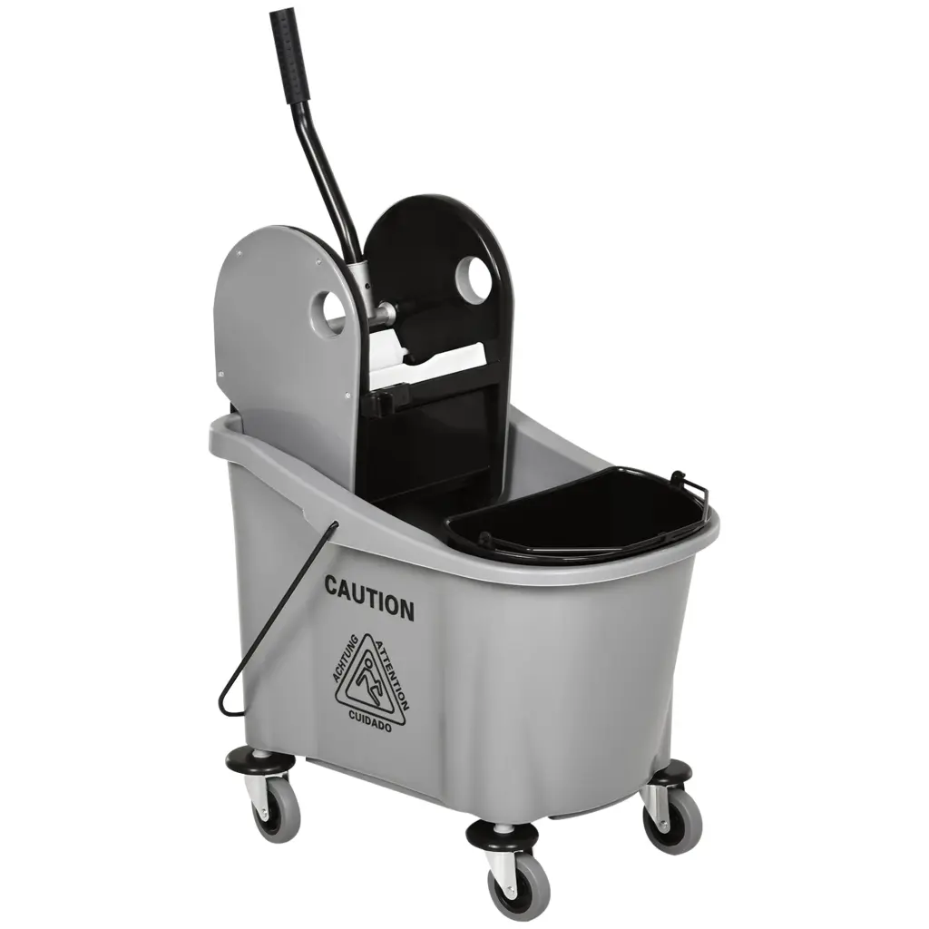 Homcom 9.5 Gallon 38 Quart Mop Bucket Wringer Cleaning Cart 4 Mops aosom business