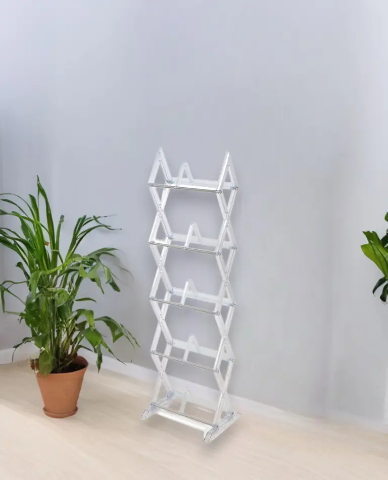 Clear 5 Tier Multimedia Rack Diamond Pattern Transparent Plastic Shelf atlantic inc.