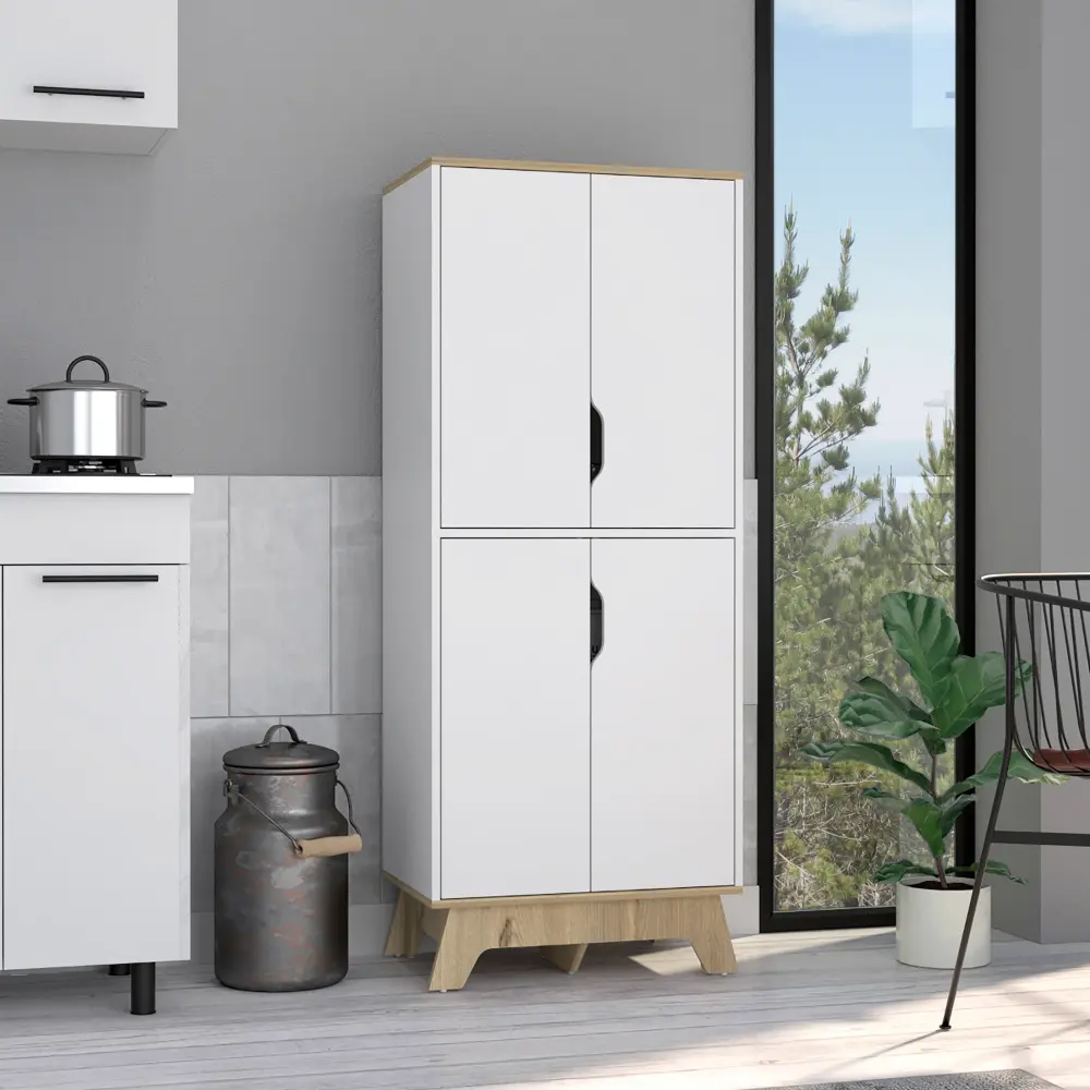 Multistorage Cabinet 59 Inches H Four Doors Four Internal Shelves Light Oak Finish rta mubles colombia