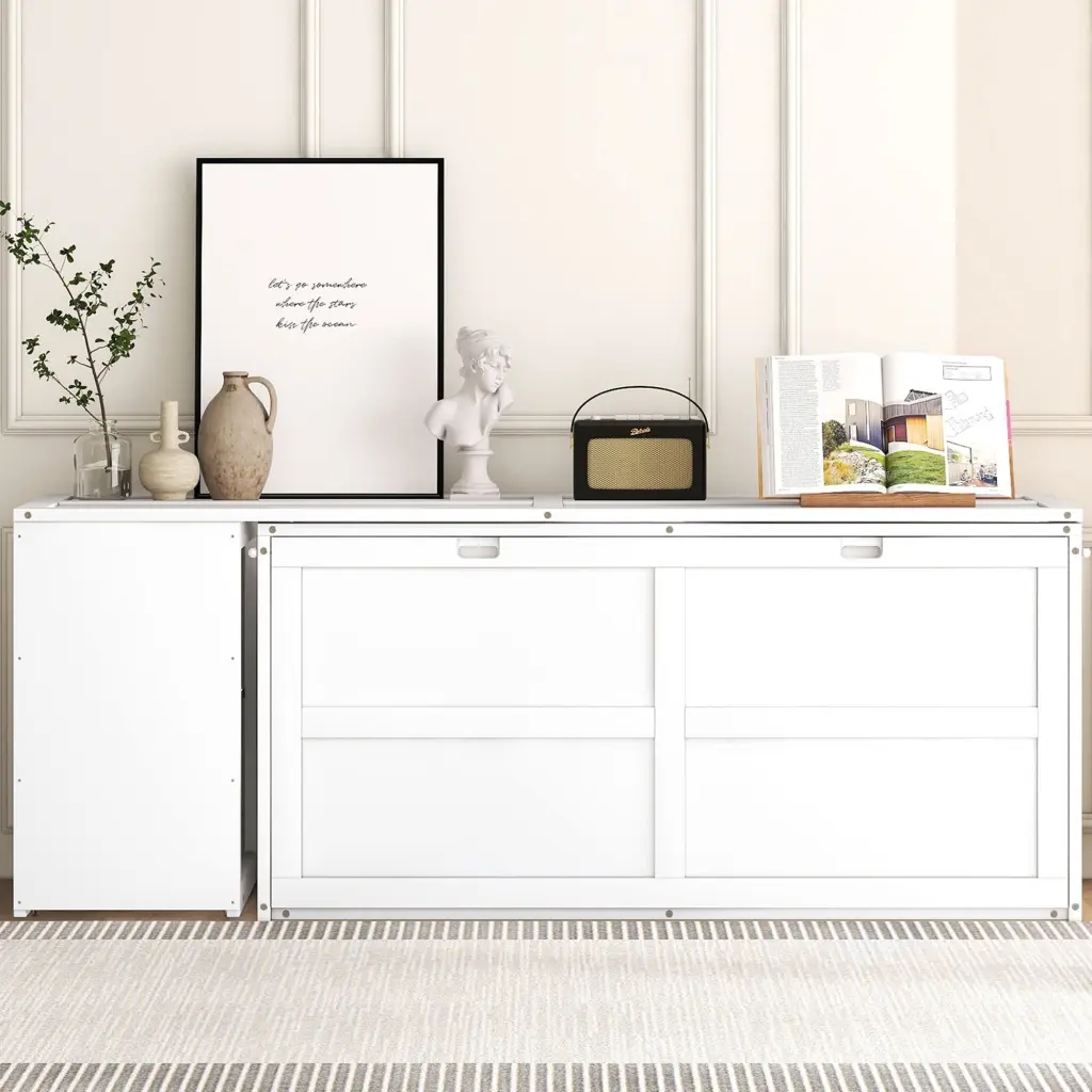 Queen Size Murphy Bed Rotatable Desk White Box Spring Not Required wm store