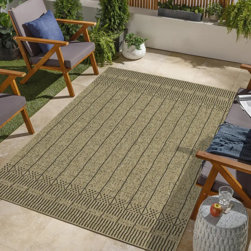 Earth GC NTL1008 Jute Black 7x10 Indoor Outdoor Area Rug Natural Fiber icona home decor