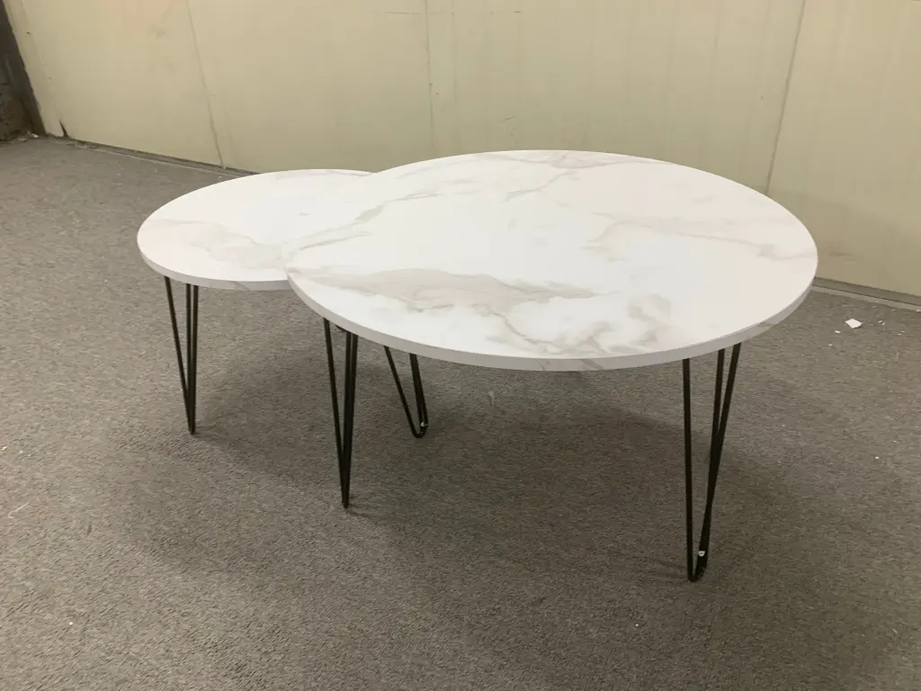 27.56 Inch Round Nesting Coffee Table Set 2 Circular End Tables moonriver