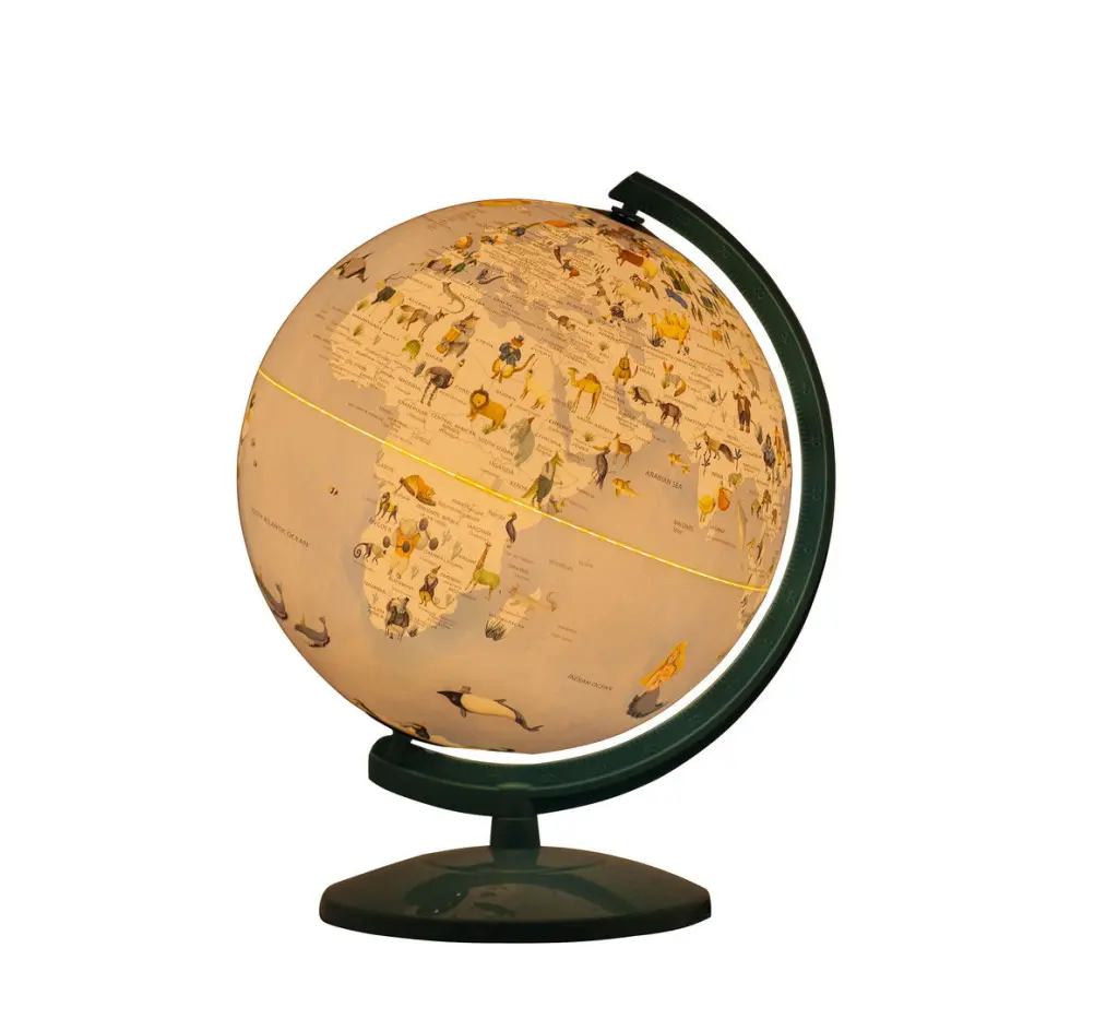 12.75" Animals Atlas World Globe Night Light Blue Acrylic - Educational Kids Decor california home