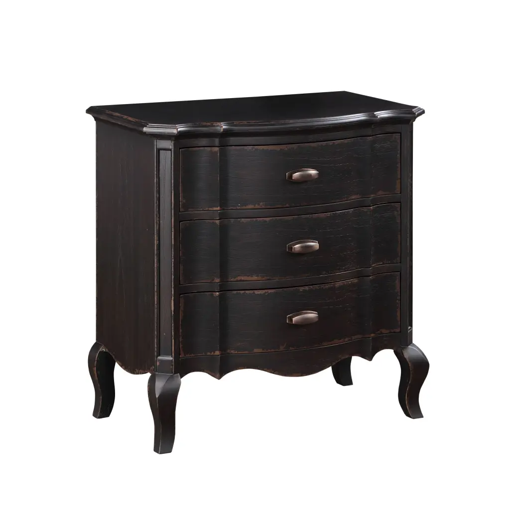 Chelmsford Nightstand Black Antique Finish Wooden Bedside Table Classic Bedroom Furniture acme onsite store