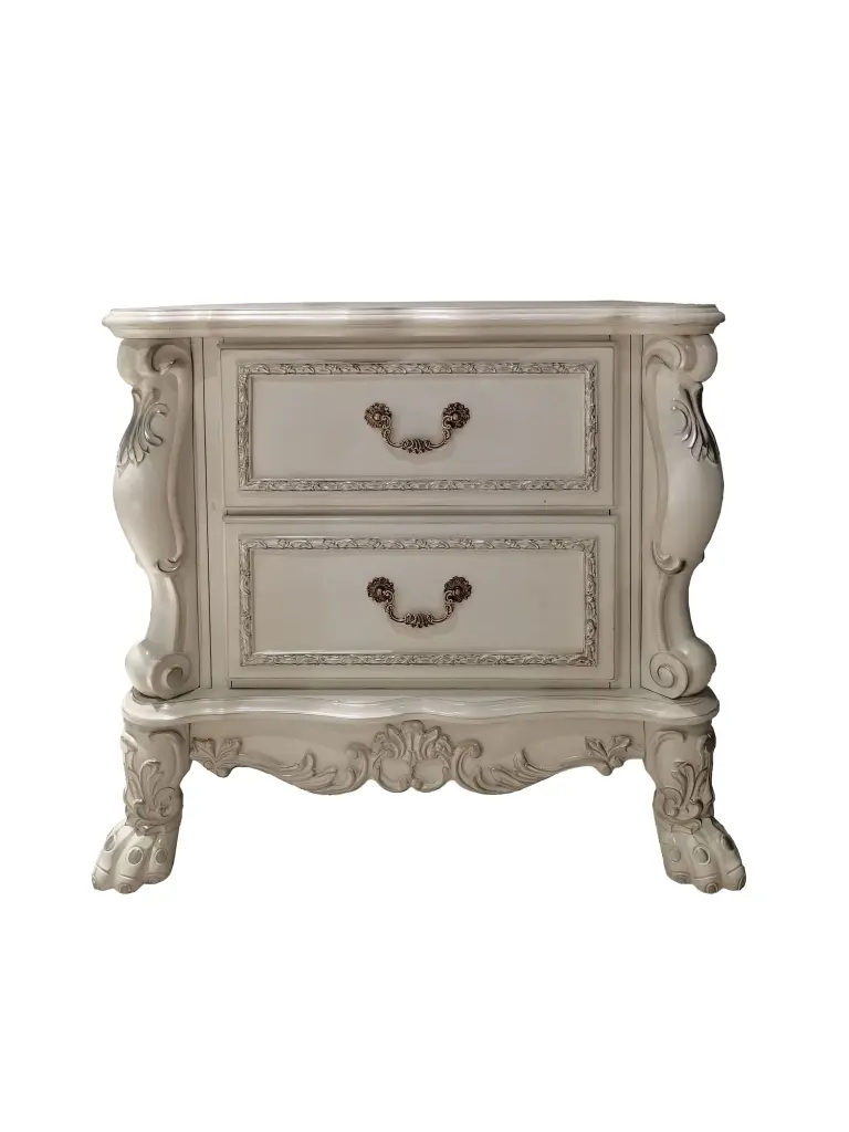 Dresden II Nightstand PU White Finish - Modern Bedside Table Ample Storage acme onsite store