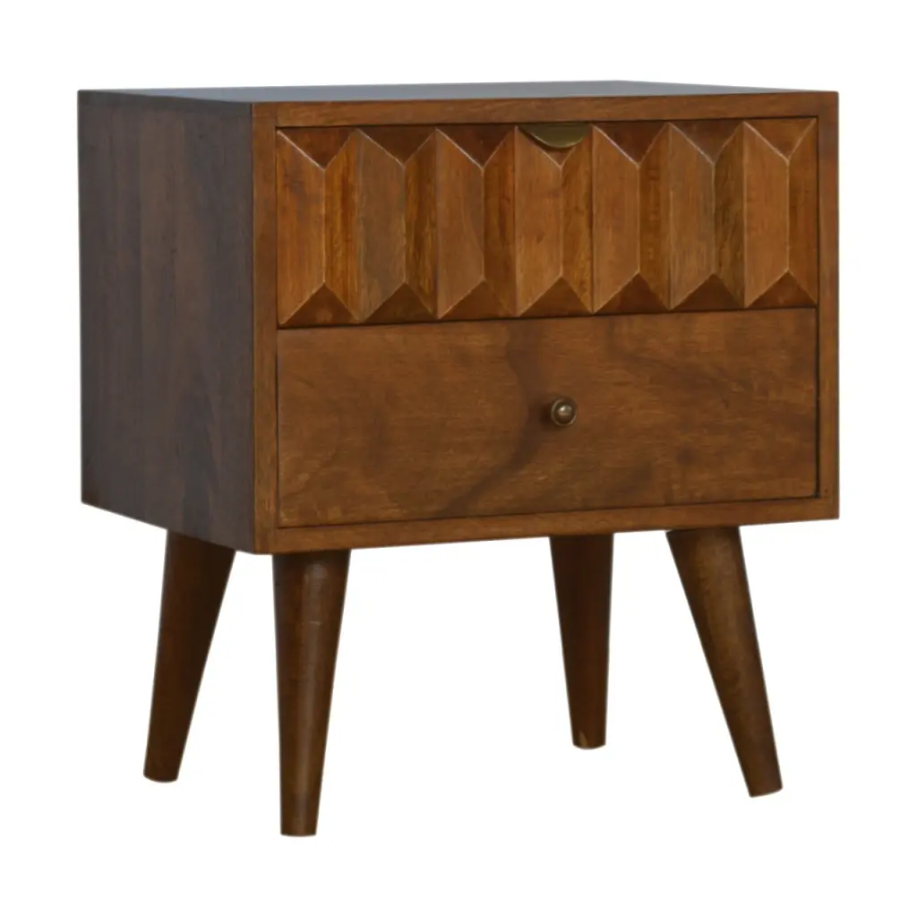 Chestnut Prism Bedside Table Solid Wood Nightstand artisan furniture