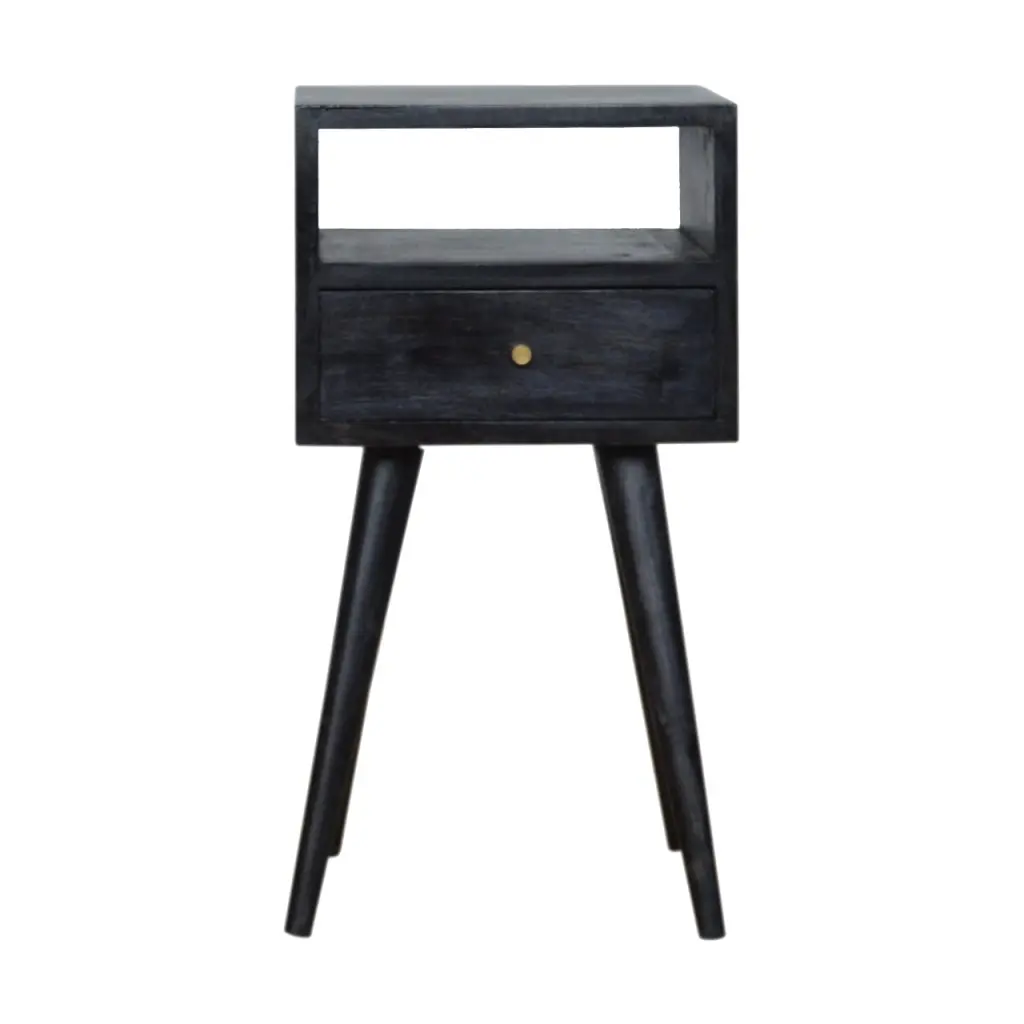 Mini Ash Black Bedside Table Made Solid Wood artisan furniture