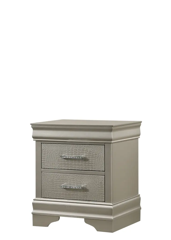 Amalia Nightstand Gray Silver White Wood crown mark inc