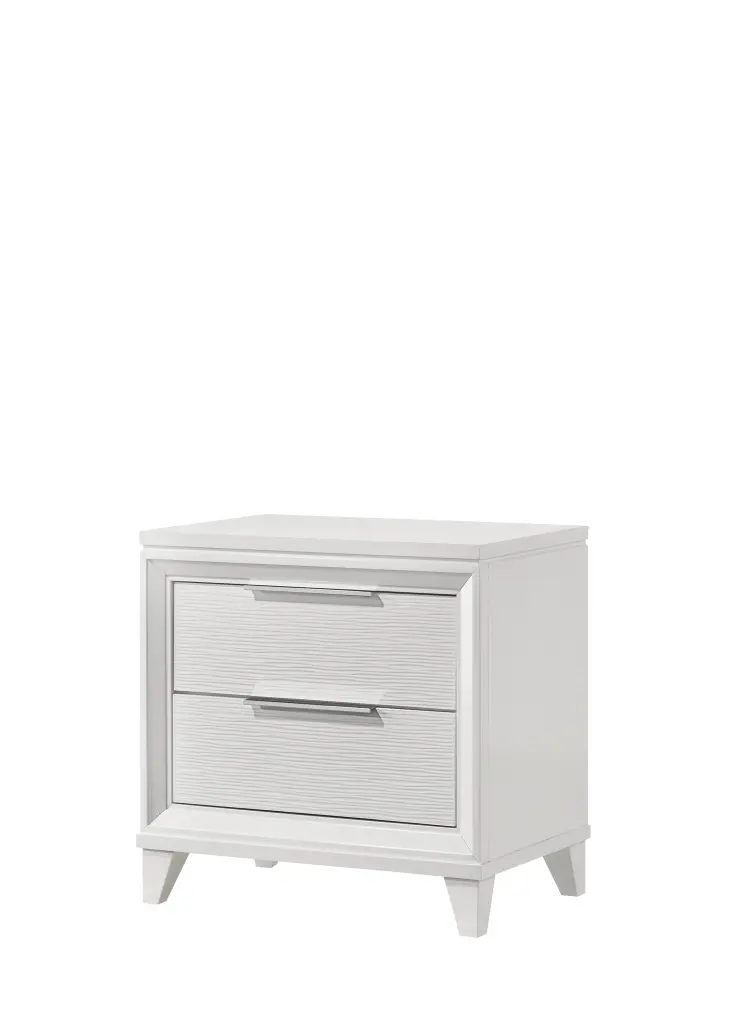 Cressida White Wood Nightstand, Modern Bedside Table Drawer Bedroom crown mark inc