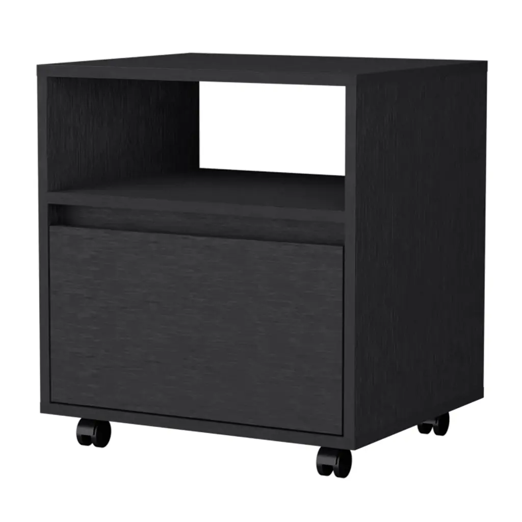Duncan Nightstand Top Open Shelf 1 Drawer White MDF Engineered Wood fm furniture