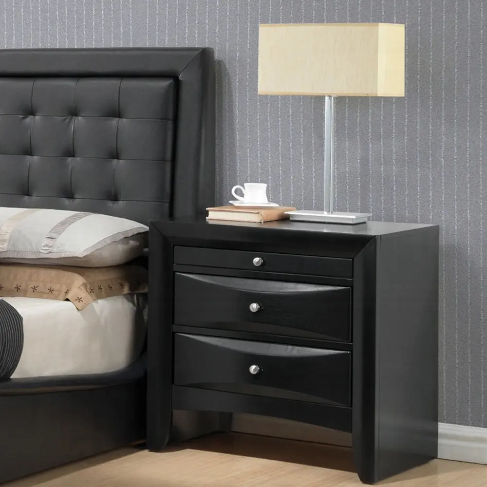 Black 2 Drawer Nightstand Tray Rectangle furniture max