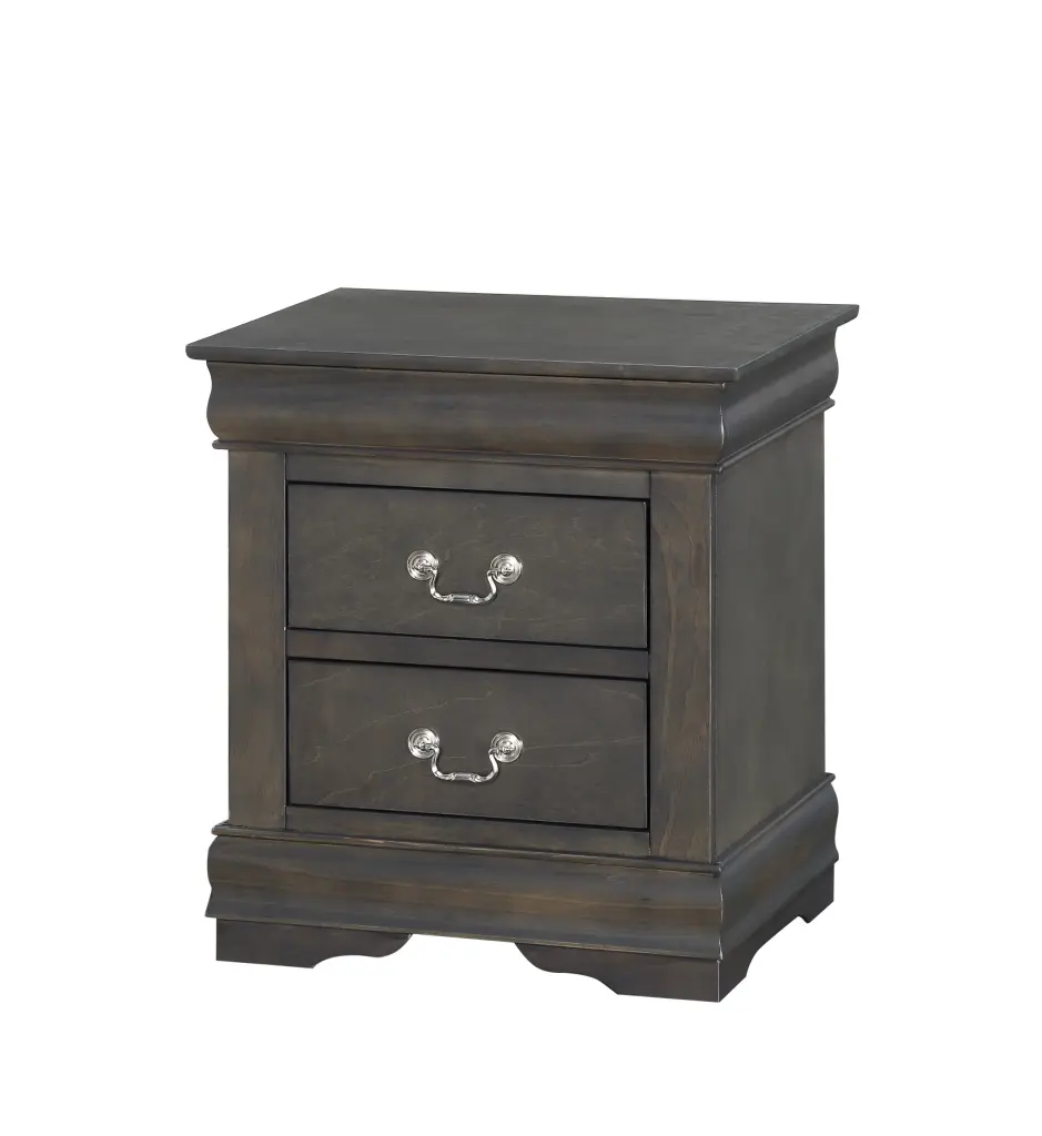 Dark Grey 2 Drawer Nightstand Rectangle Bedside Table Storage furniture max