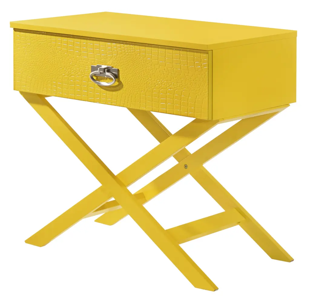 Xavier G0073 N Nightstand Yellow Particle Board Bedside Table glory furniture