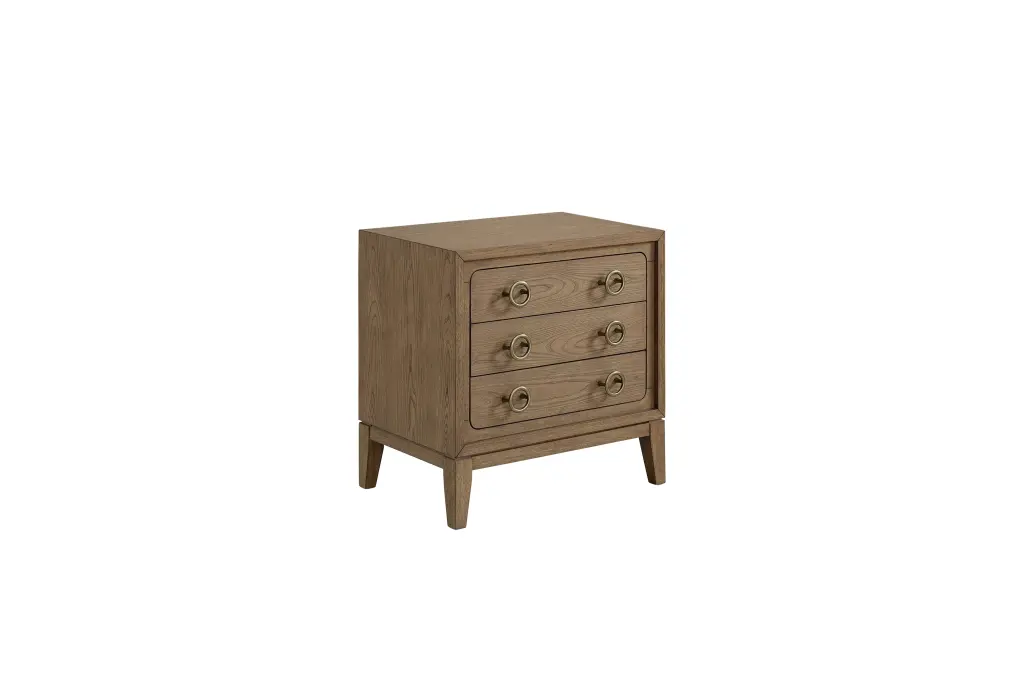 3 Drawer Nightstand USB Port Latte Finish Light Brown Solid Wood Modern Bedside Table ihomefurnishings