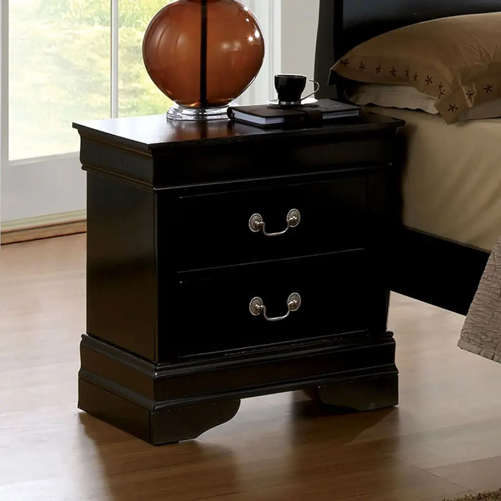1Pc Nightstand Black Louis Philippe Solid Wood English Dovetail Construction Modern Bedroom Furniture kanepe