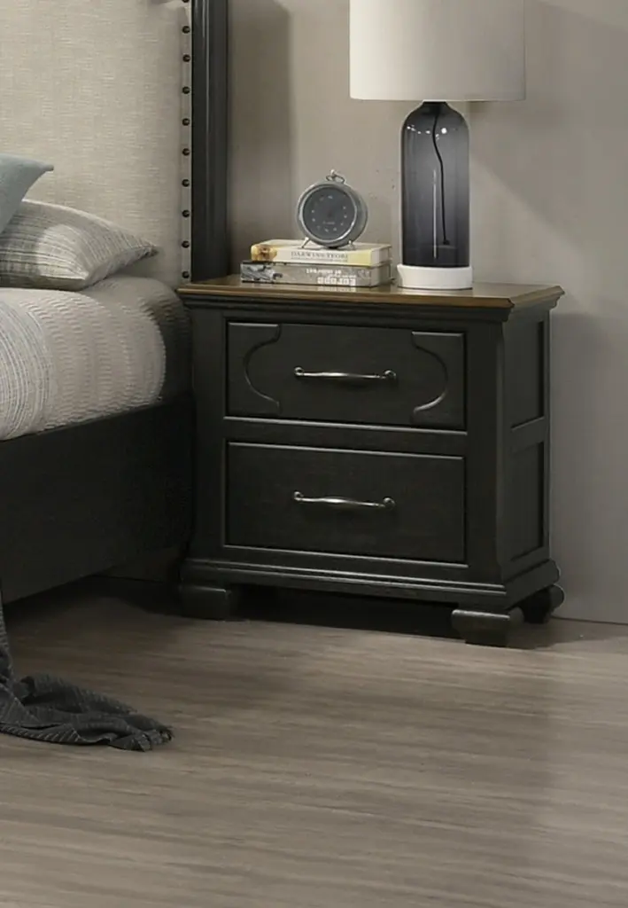 1Pc Traditional 2 Drawer Nightstand Wooden Bedroom Furniture Gray Brown kanepe