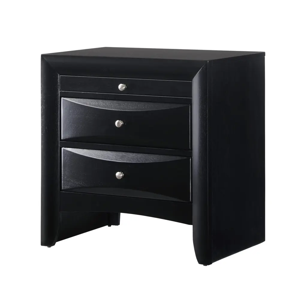 Contemporary 2 Drawer Nightstand End Table Jewelry Tray Black Finish kanepe