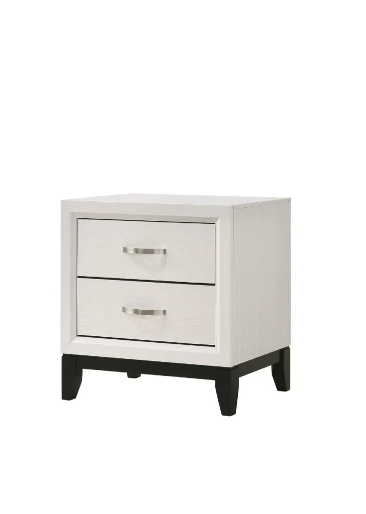 Contemporary 2 Drawer Nightstand End Table White Finish Two Storage Drawers Bedroom Furniture kanepe